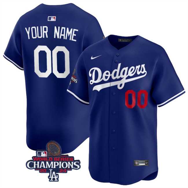 Men%27s Los Angeles Dodgers Active Player Cuatom Royal 2024 World Series Champions Alternate Limited Stitched Baseball Jersey